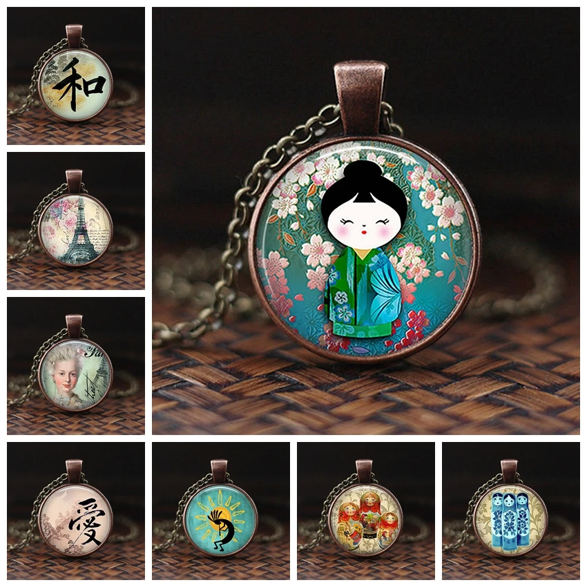 2019 творческий стеклянный подвесной брелок старинное ожерелье из латуни Полночь