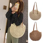 Сумка на плечо Ретро Тканые женская, модный тканый саквояж с цветочным принтом, ажурный пляжный мешок, летние мессенджеры ручной работы, сумочки через плечо