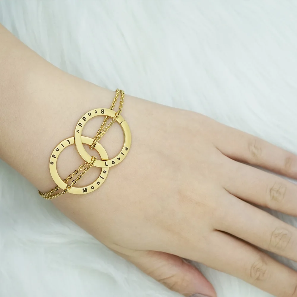 Индивидуальные Семейные именные браслеты для женщин выгравированные именами