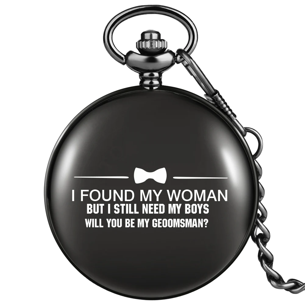 

I Found My Woman Portable Male Pocket Watch Classic Arabic Numerals Dial Quartz Simple Clock Personalized Chain Pendant Souvenir