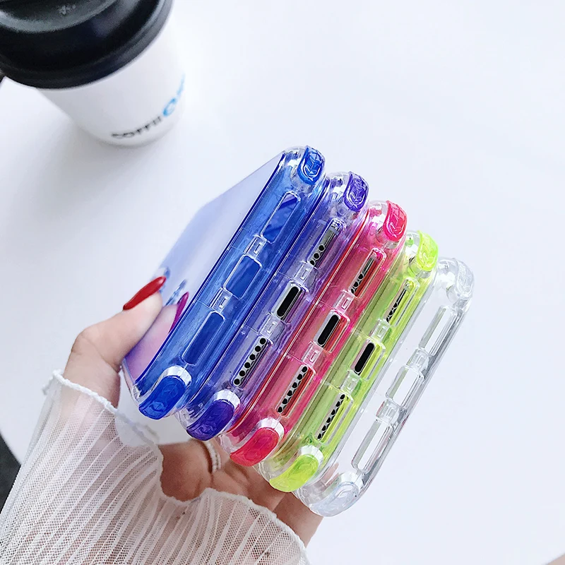 

Candy Color Shockproof Bumper Phone Case For IPhone 11 12 Pro Max XR X XS Max 7 8 Plus 12Mini Transparent Candy Color Back Cover