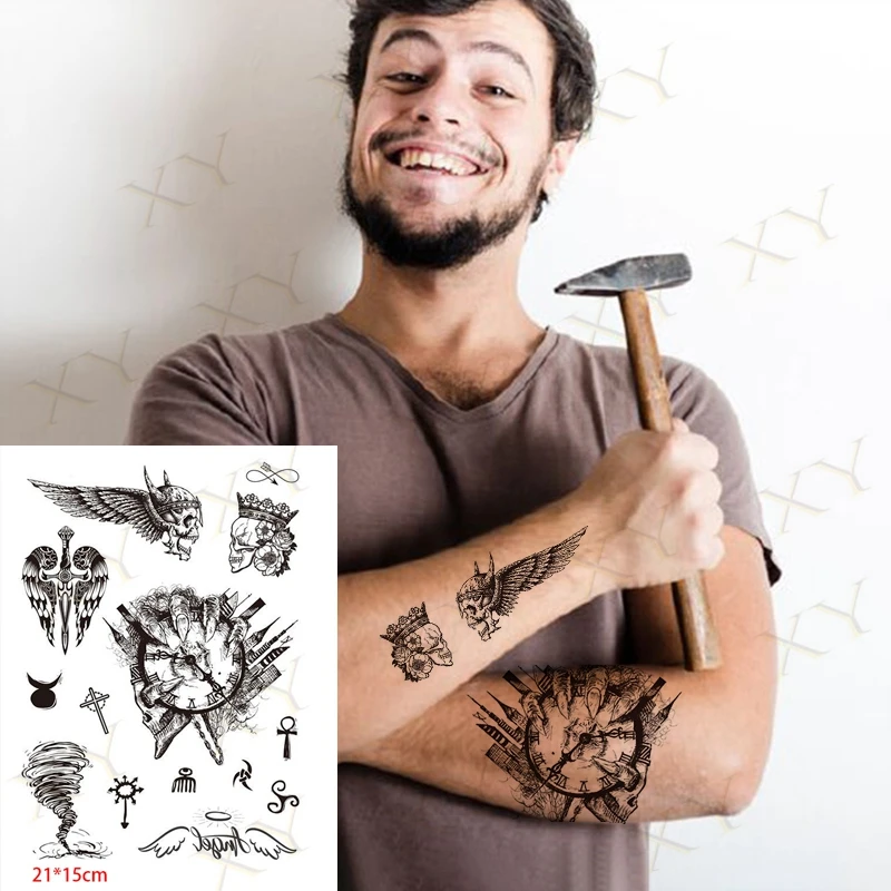 

Waterproof Temporary Tattoo Sticker Forest Wolf Dog Flash Tattos Angel Wing Unicorn Fly Bird Body Art Arm Fake Tatoo Women Men