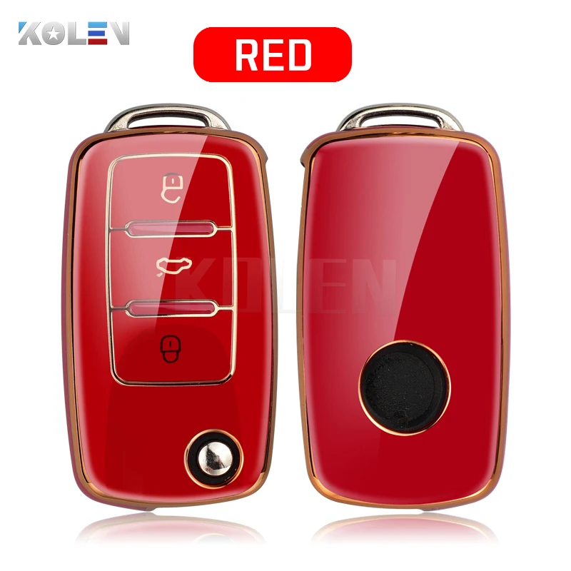 

Чехол для автомобильного ключа из ТПУ, чехол-держатель для Volkswagen Polo Golf Passat Beetle Caddy Tiguan Skoda Octavia Kodiaq Seat Leon Altea