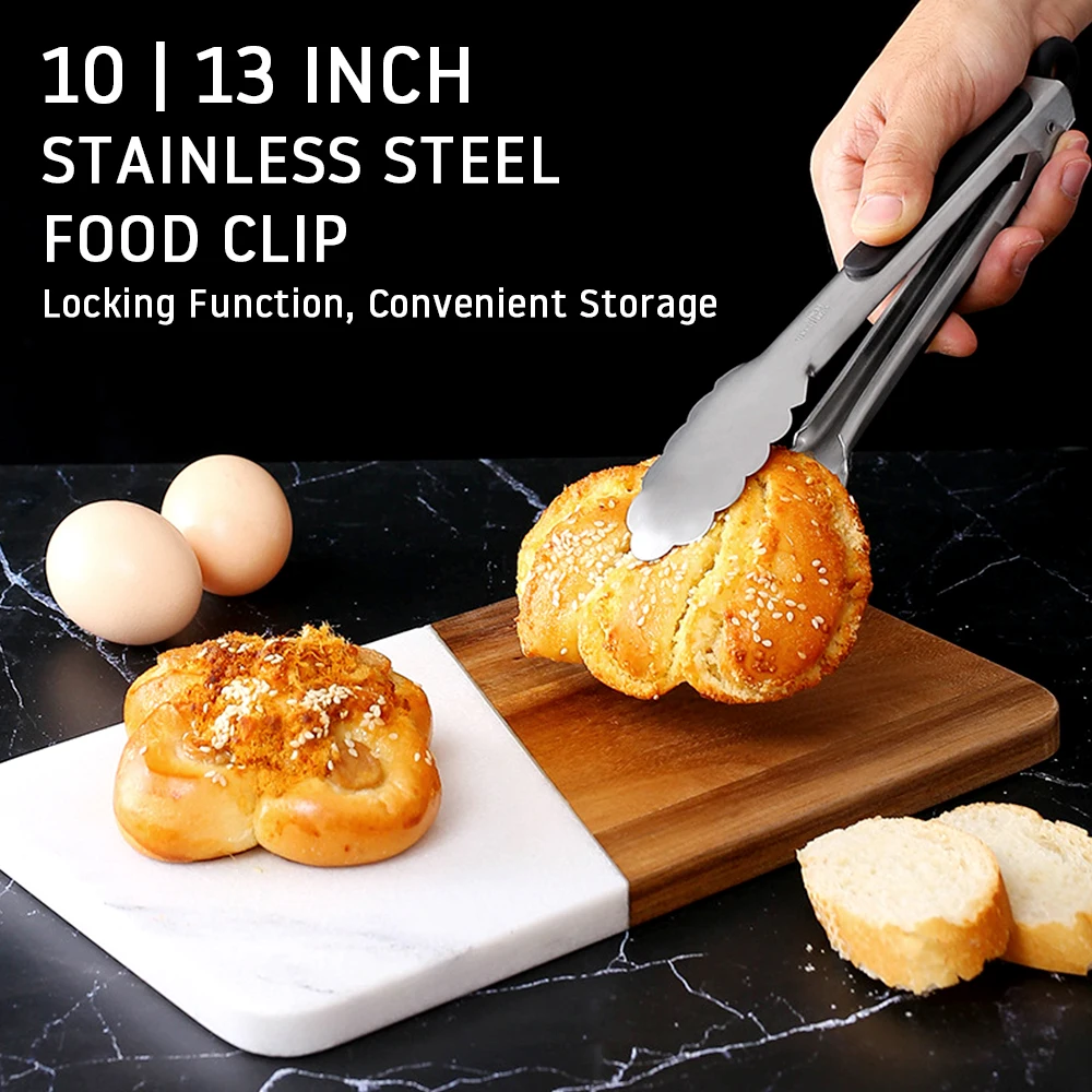 

BBQ Grilling Tong Salad Bread Serving Tong Non-slip Cooking Clip Clamp Stainless Steel Kitchen Tools Cooking Food Serving Tong