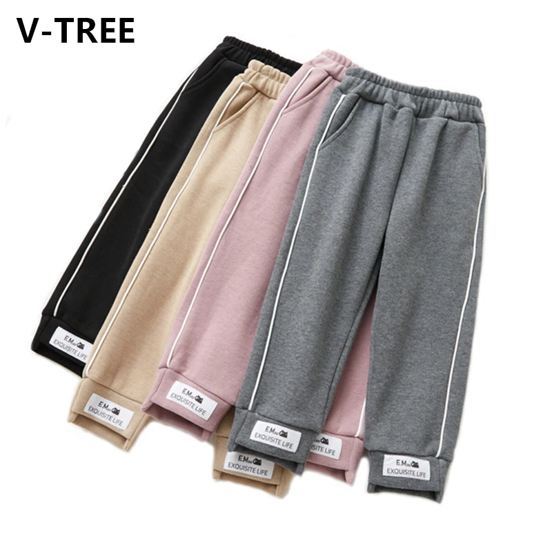 

V-TREE Girls Pants Cotton Casual Fleece Boys Track Pants Long Trousers Fashion Children's Clothing 2020 Brand New Autumn Winter