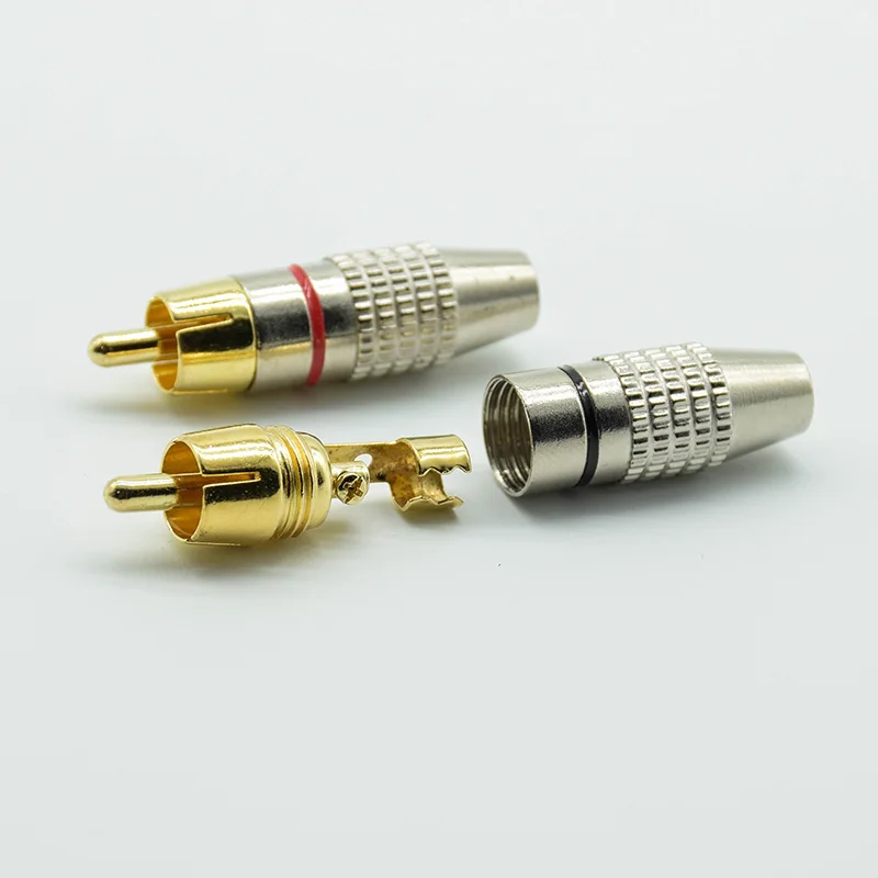 4 шт. черный + красный золотой RCA штекер Без припоя аудио видео адаптер разъем папа