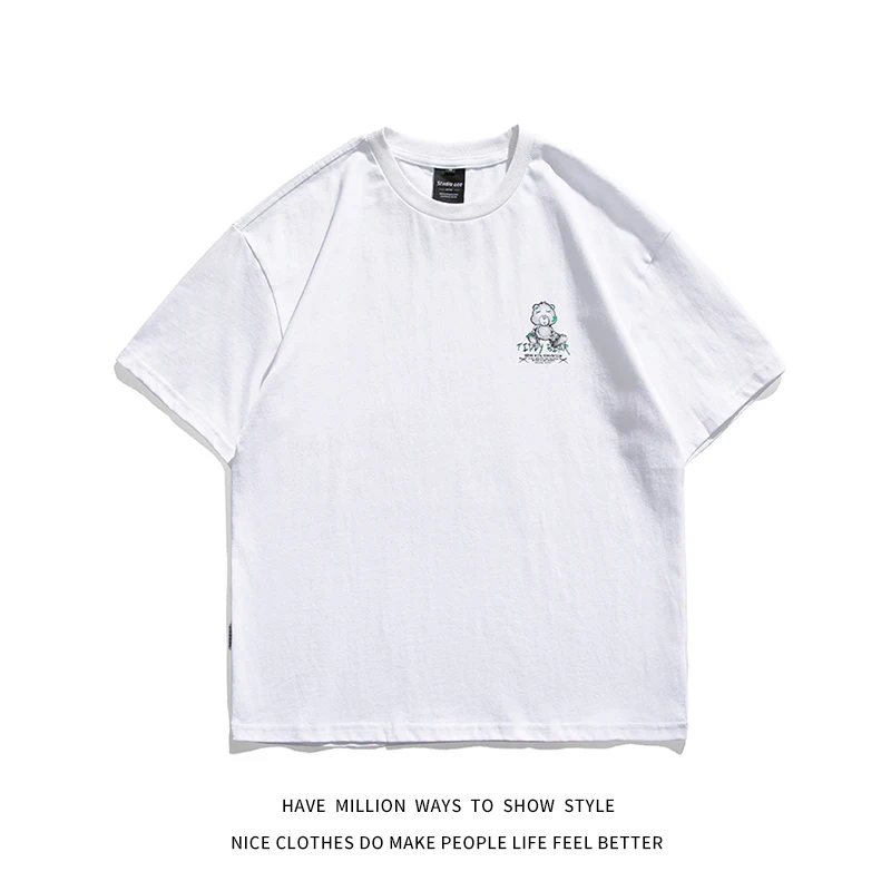 

2021 New Summer High Street Oversize Loose Women's T-shirt Men's Short Sleeve Tees Boyfriend Styel Unisex Couple Varsity HIp HOP