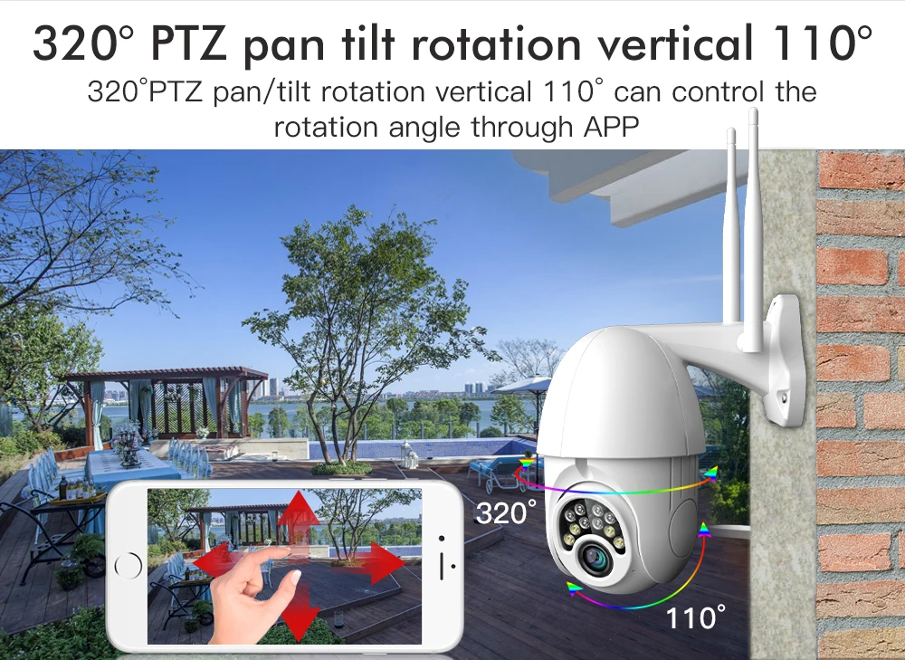 NengIP камера WiFi 1080P Беспроводная камера с автоматическим отслеживанием PTZ скоростная купольная камера наружного видеонаблюдения Водонепроницаемая камера ИК для дома и улицы Surveilance