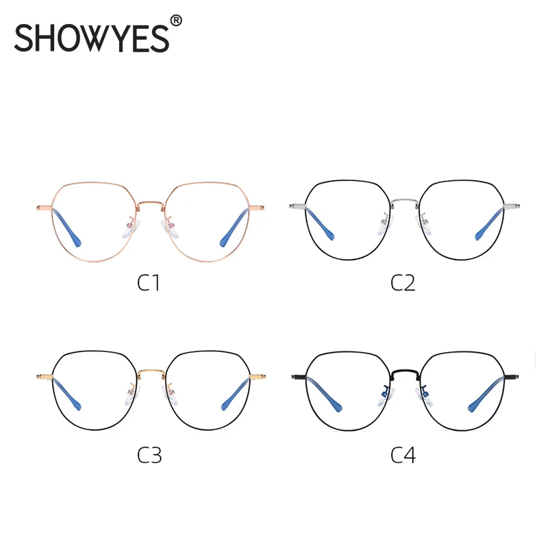 SHOWYES женские очки с защитой от синего света верхние плоские нижние круглые