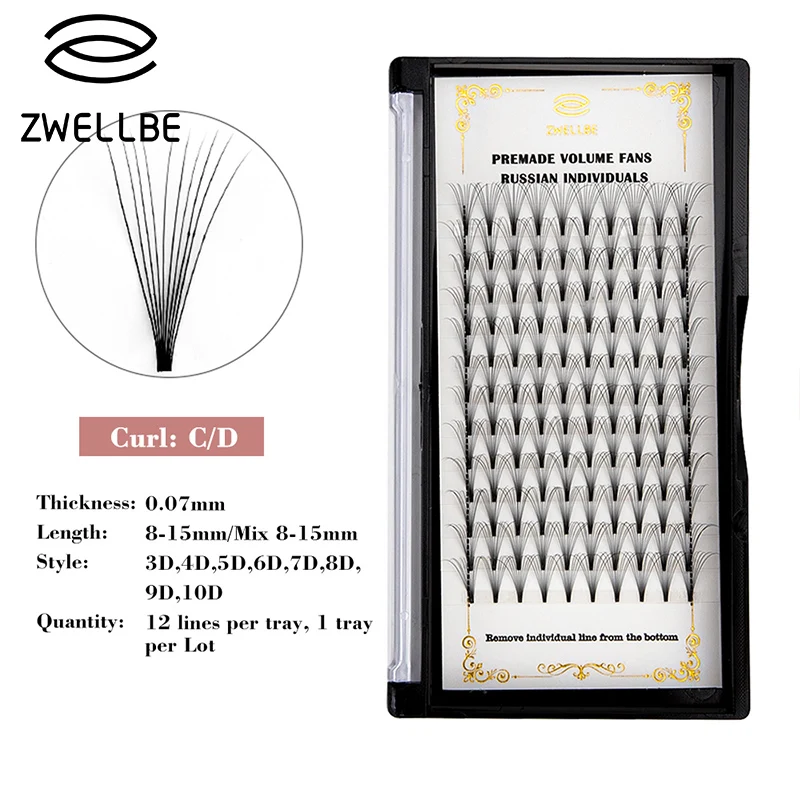 12 линий готовых русских объемных ресниц 5D/6D/7D/8D/10D, ресницы с коротким стержнем, готовые ресницы для наращивания