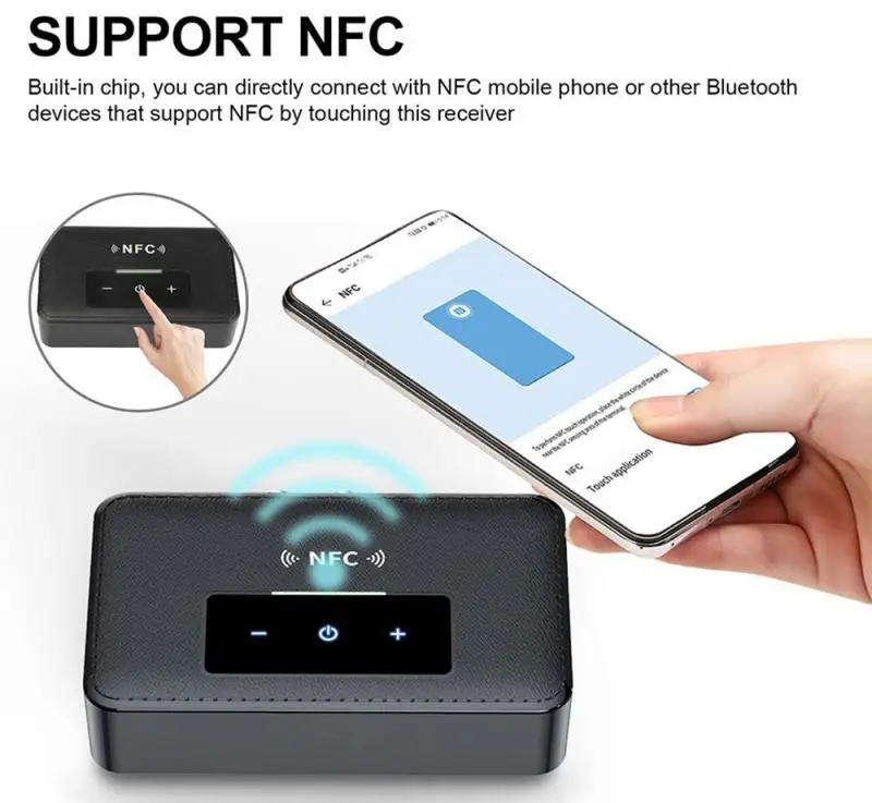 Приемник NFC Bluetooth 5 0 Беспроводной автомобильный стерео аудио приемник 3 мм AUX к 2 RCA