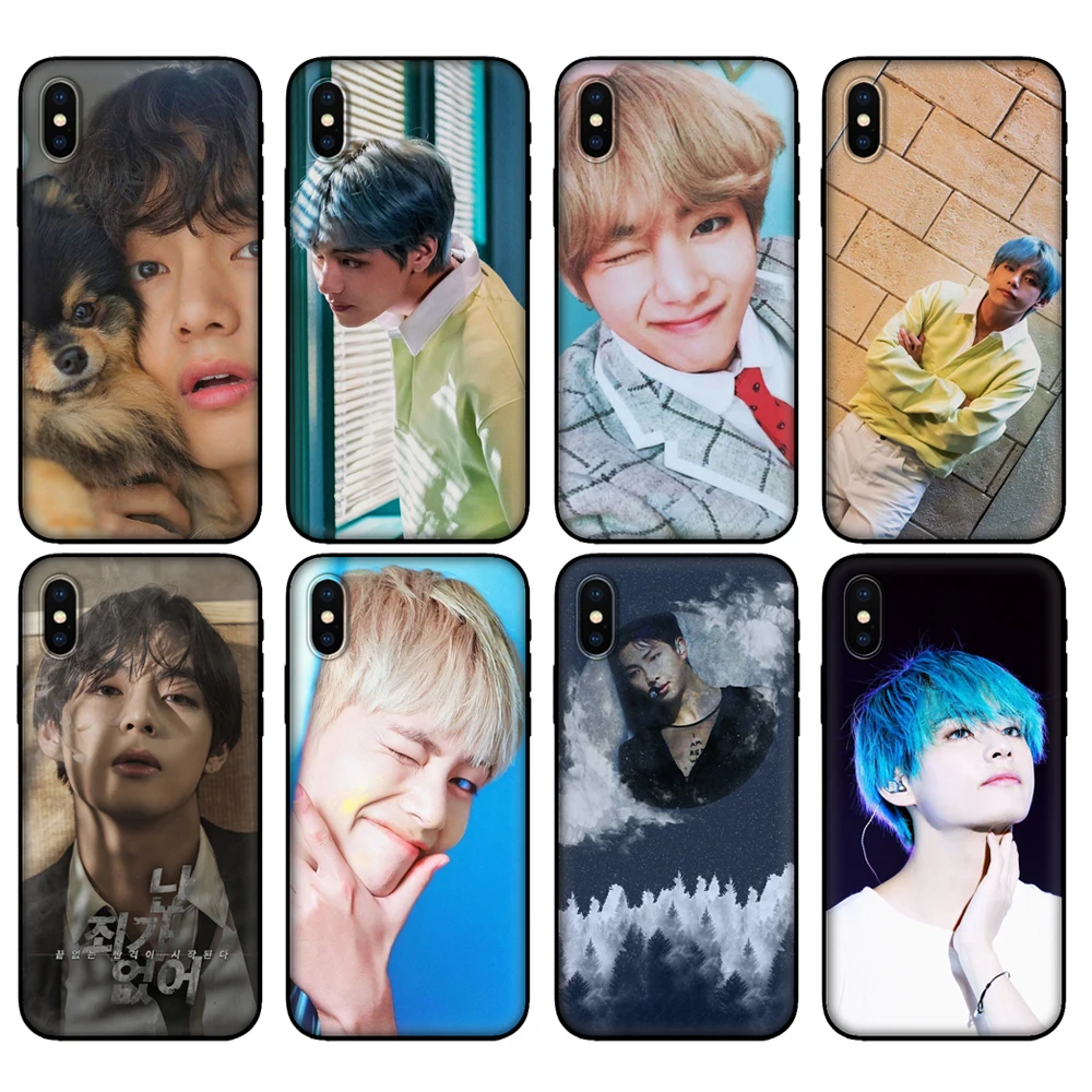 Черный чехол из ТПУ для iphone 5 5s se 6 6s 7 8 plus x 10 XR XS 11 pro MAX V Kim Tae Hyung K Pop | Мобильные