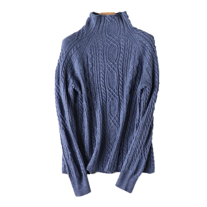 2021 Merino Wool Sweater High Collar Turtleneck Women Soft Solid Color Warm Thickening Argyle Jumpers Quality Tops | Женская одежда