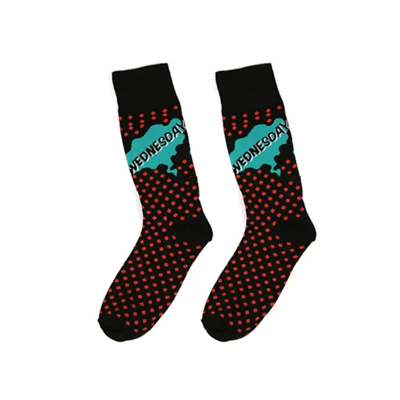 

5 Pairs Mens Hip Hop Cotton Mid Calf Socks Funny Week Monday to Friday Hosiery AXYD