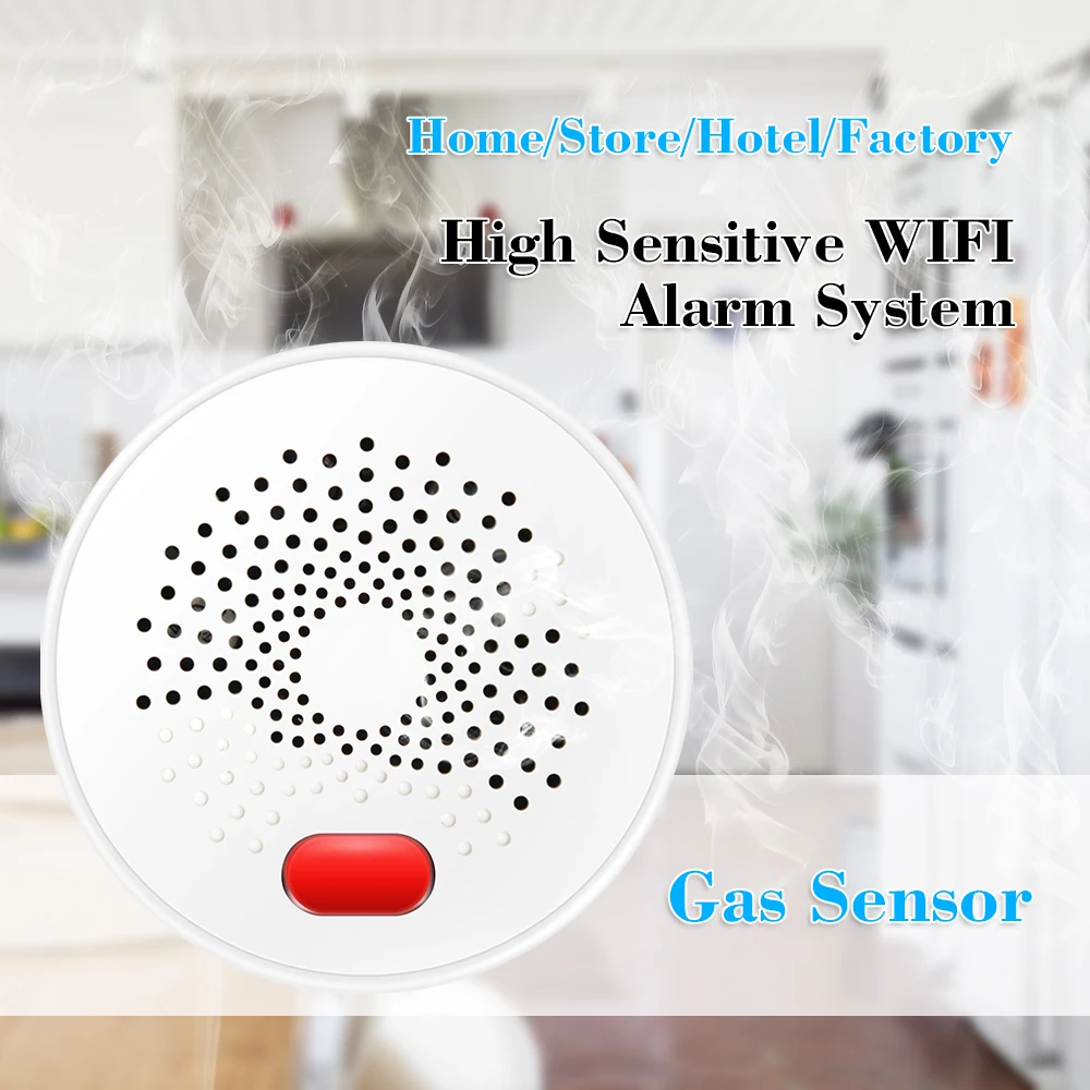 

LPG GAS Detector Alarm Wireless WIFI APP Notification Remote Control Natural Leak Combustible Gas Detector For Home Alarm System