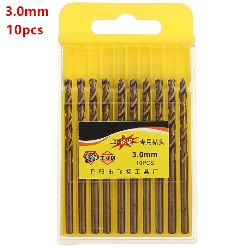 

10pcs HSS-CO-M35 cobalt Straight Shank Twist Drill Bits Metal Stainless Steel Special Drill Bit 1.5/2/2.5/3/4/4.5/5mm