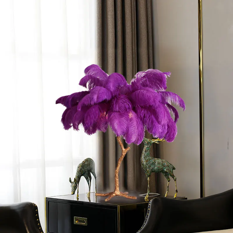 Торшер современный роскошный торшер ветка дерева страусиное перо