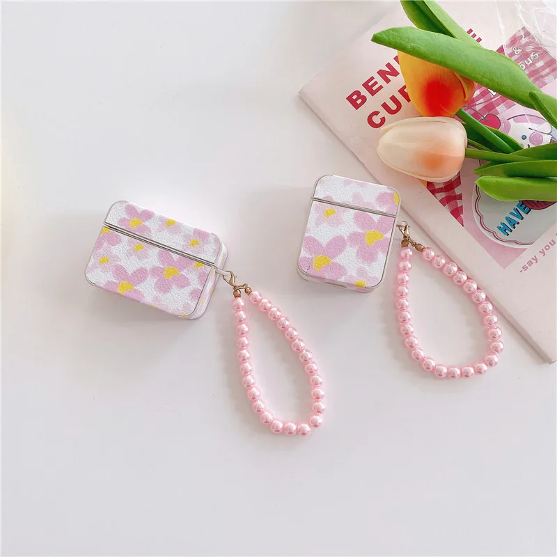 

Pink Flowers Mimic Chains of Pearls AirPods 1 and 2 Case Airpods Pro Case Airpod 3 Case Earphone Accessories Case