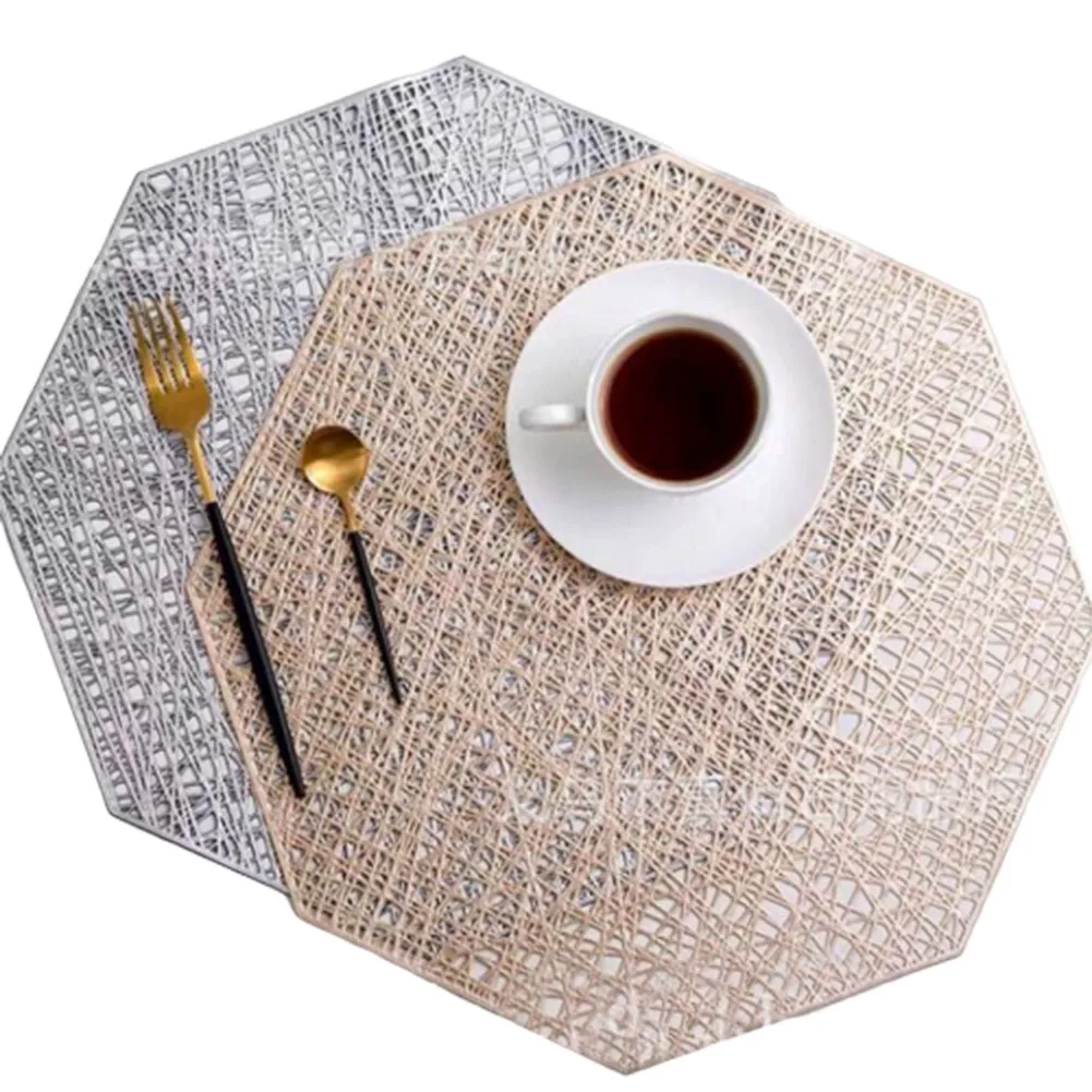 Faroot Table Washable Dining Wedding Party Packs Pad Gold Silver PVC Placemat Mat Flower Design Coaster Decorative | Дом и сад