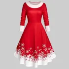 Женское бархатное платье с длинным рукавом, с принтом в виде снежинок