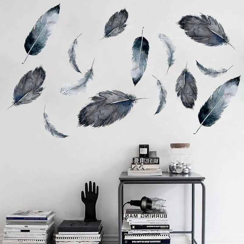 

Creative Feathers Wall Sticker Aesthetic Room Decor Living Room Bedroom Sofa Backdrop Wall Decals Decoration DIY Art Wallpaper
