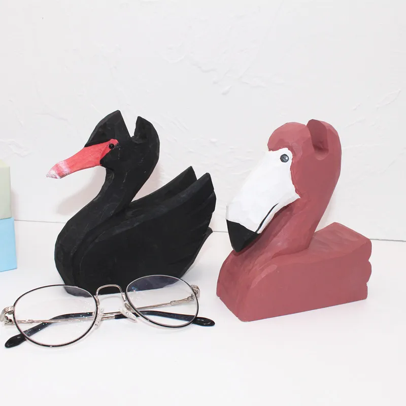 6-Black Swan Креативная деревянная оправа для очков, полка для очков, милый 3D Животный деревянный резной стеллаж для очков, деревянные украшения, яркие подарочные украшения - Цвет: 6-Black Swan