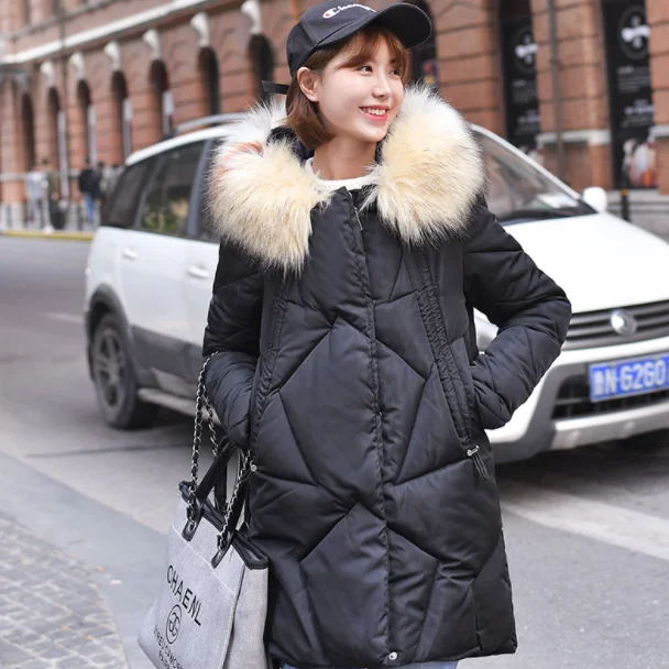 Зимняя длинная парка с меховым воротником и капюшоном утепленная Стеганая