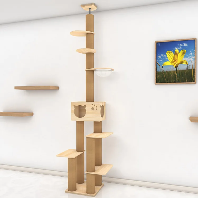 Цельная деревянная рама для лазания кошки полка вилла кошек дом домашних