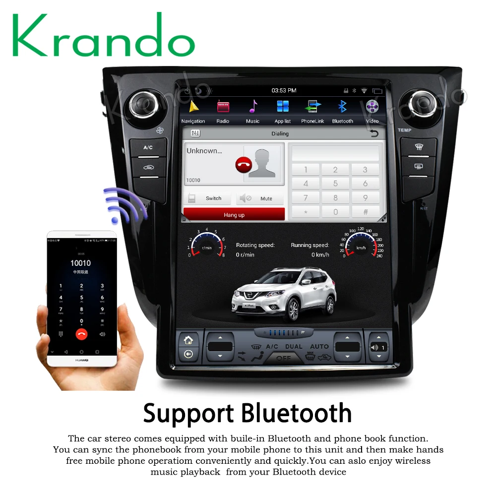 Вертикальный экран Krando Android 9 0 12 1 дюйма для Nissan X TRAIL Qashqai 2013 2017 автомобильное