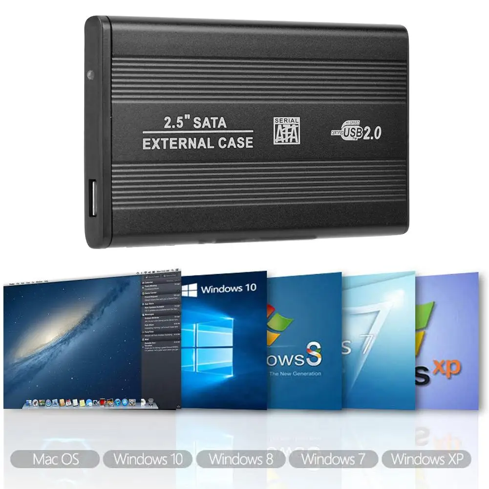 

2.5 inch SATA USB2.0 Hard Drive Box Aluminum Alloy Sandblasting Oxidation Surface Treatment External Hard Disk Enclosure