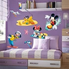 3D мультфильм Микки Минни наклейки на стену для детской комнаты спальни настенное украшение дверь наклейка подарки для детей