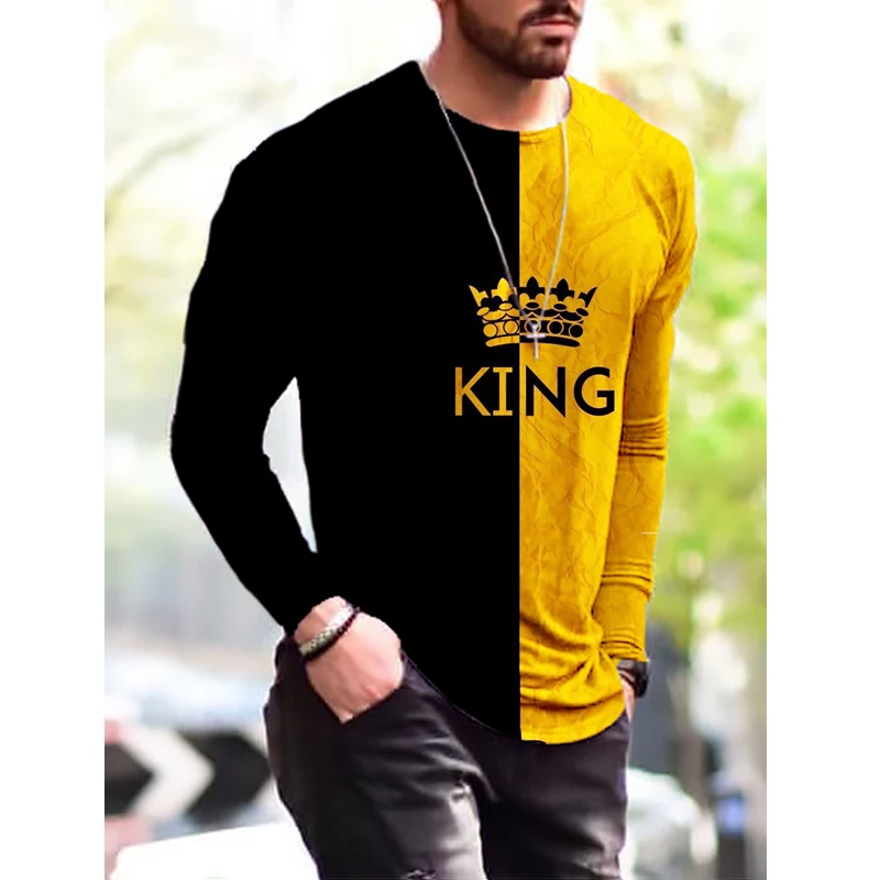 Футболка мужская оверсайз с длинным рукавом винтажная модная тенниска круглым