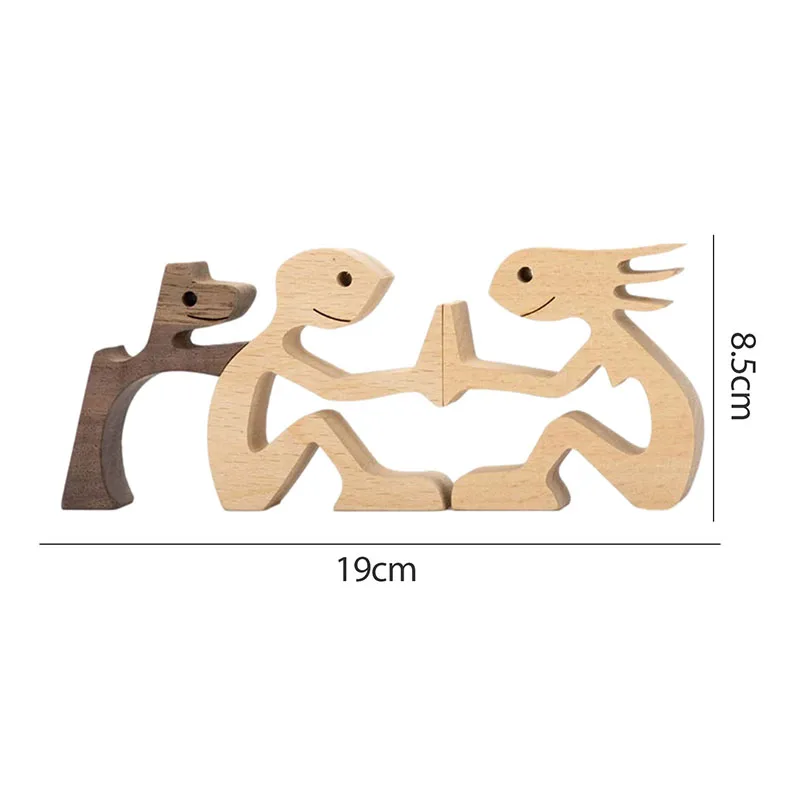 

1PC Wooden Craft Statue Family Couple Figurines Table Ornament Wood Desk Decoration Home Office Accessories