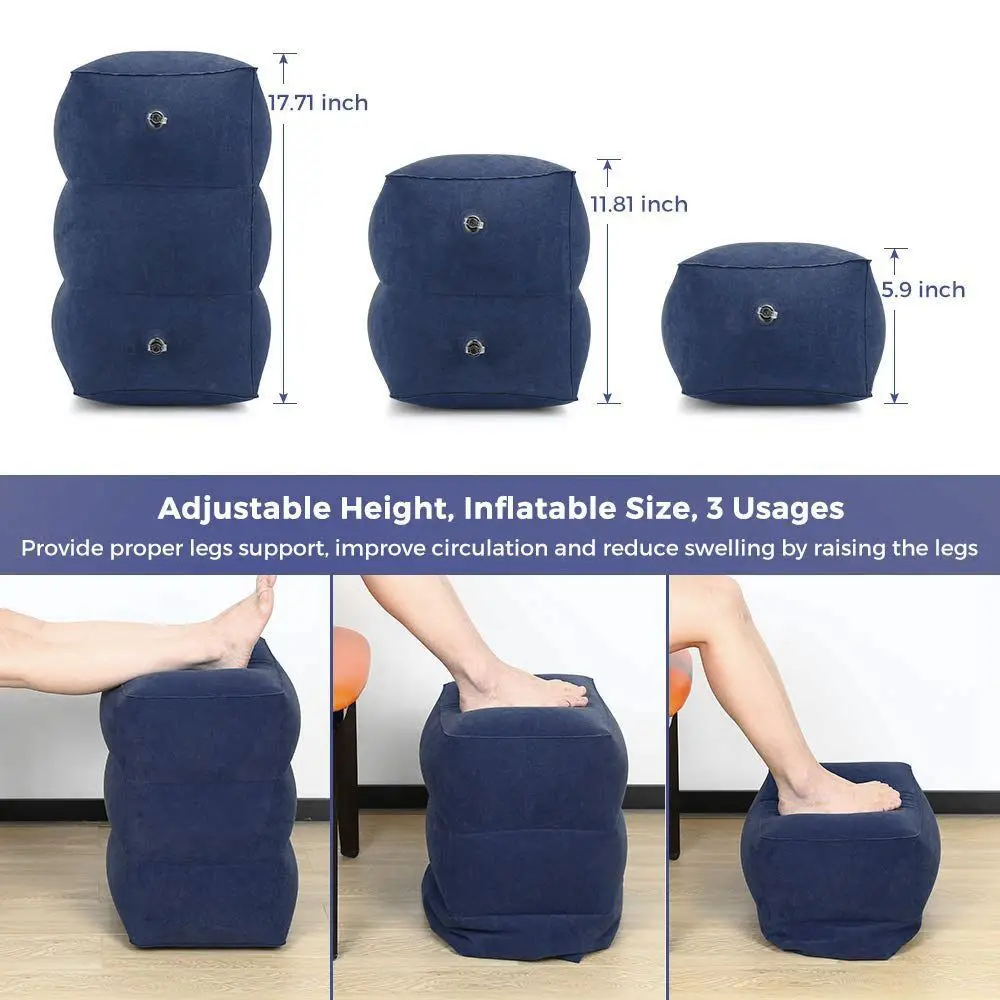 

Travel Inflatable Foot Pillow Pad Adjustable Kids Flight Sleeping Resting Pillow on Airplane Car Bus Footreast for Kids Leg Pad