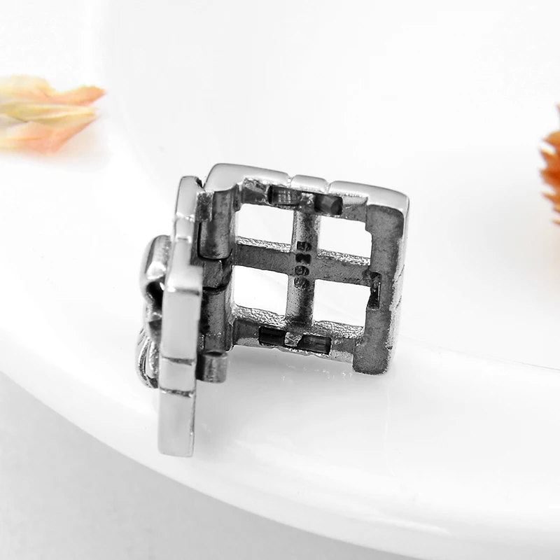2019 Hot 925 Sterling Silver Hollow Square shape Bow Clips beads Fit Reflections Bracelet Original Charm Women Jewelry | Украшения и