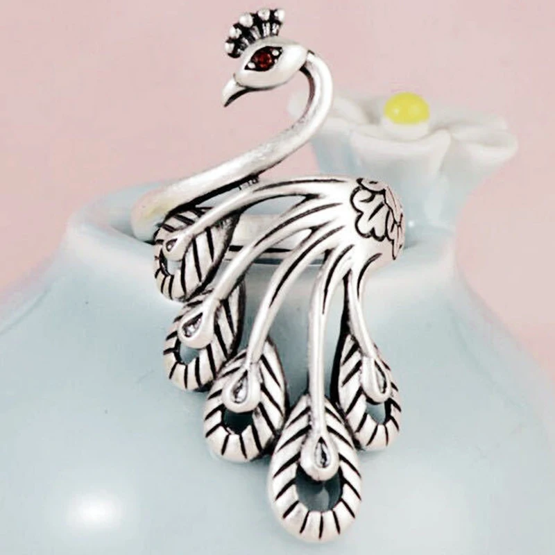 Кольца Павлин из розового золота с кристаллами для женщин ювелирные изделия