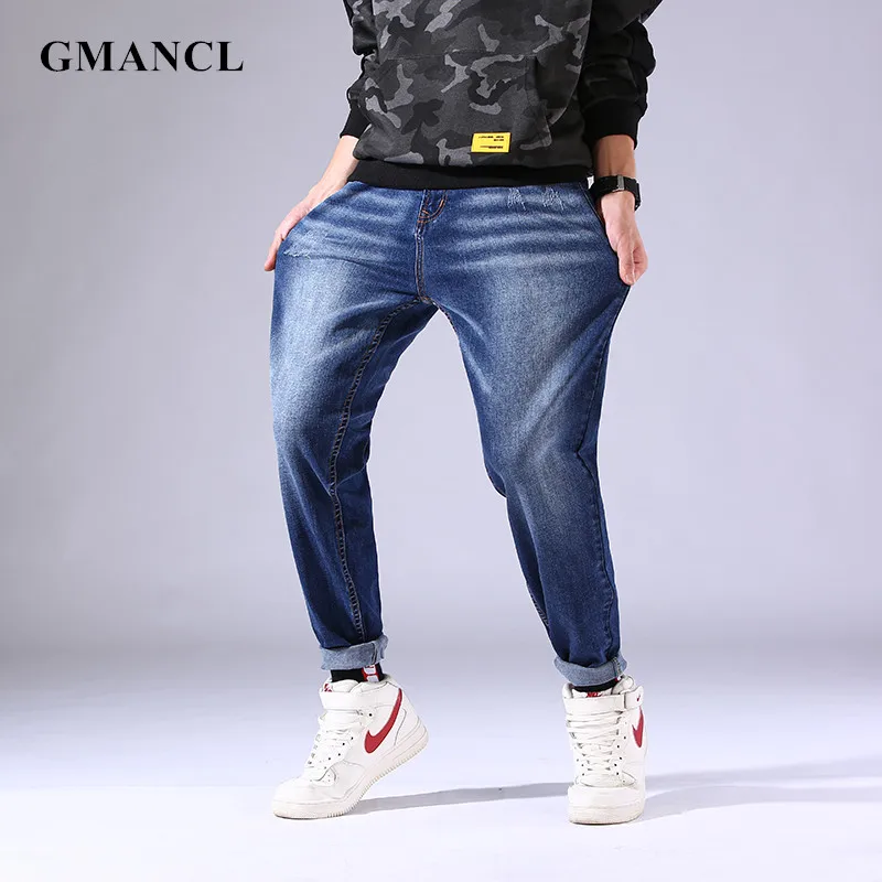 Новые Мужские Простые однотонные облегающие джинсы в стиле Харадзюку хлопковые
