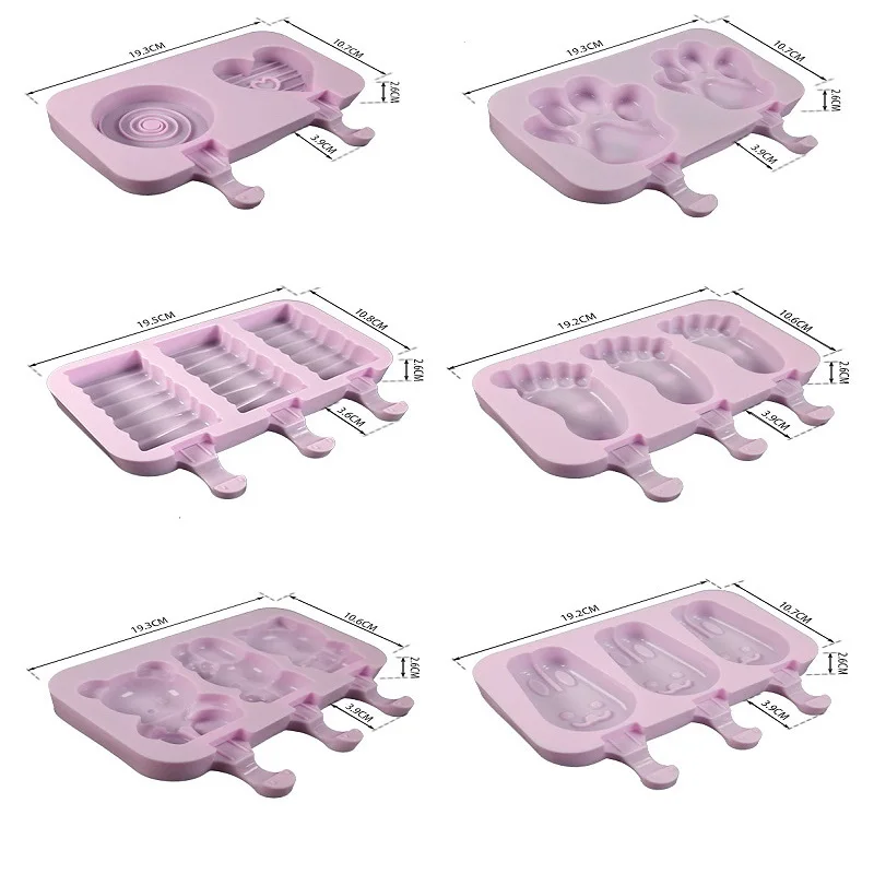 

DIY Silicone Ice Cream Mold Non-toxic Homemade Popsicle Sticks Ice Lolly Mould Tray with Lid Cartoon Ice Pop Maker Kitchen Tool