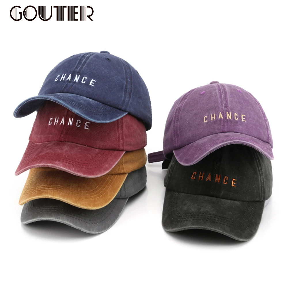 GOUTER CHANCE бейсболка из мытого хлопка с вышивкой букв женская мужская Кепка|Мужские