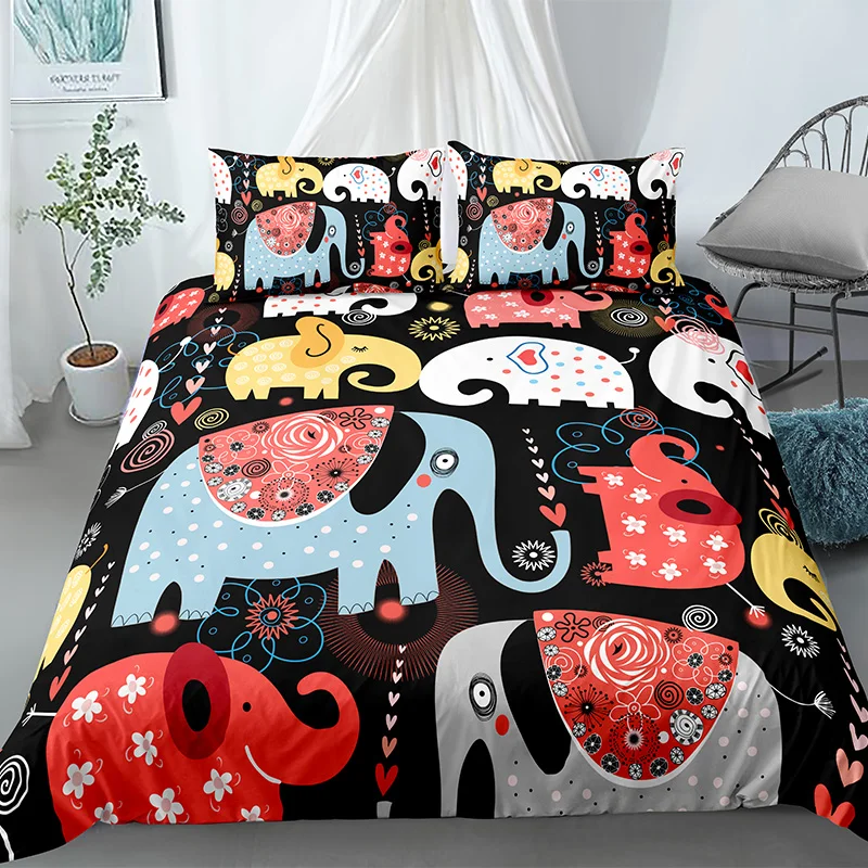 Красочные 3d слон кролик Пингвин постельное белье мультфильм животных