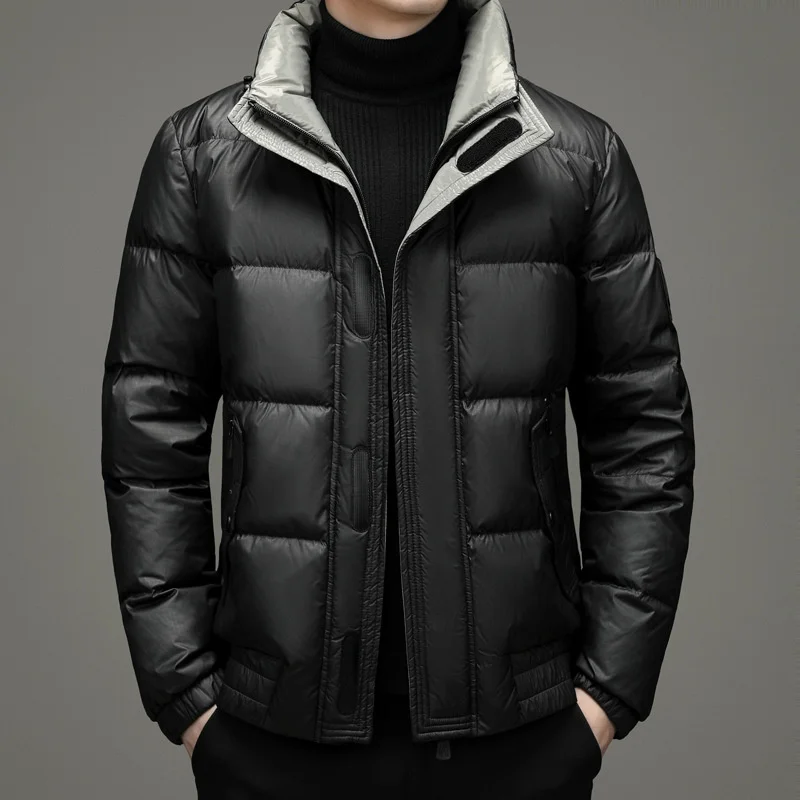

2021 autumn and winter clothes new white goose down warm down jacket leisure short men's down jacket trend
