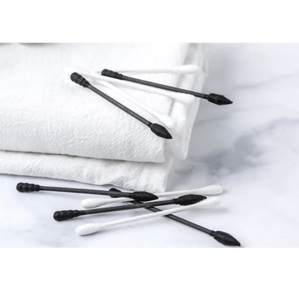 

300pcs Disposable Cotton Swab Double Color Double Head Stick Wooden for Kids and Adults