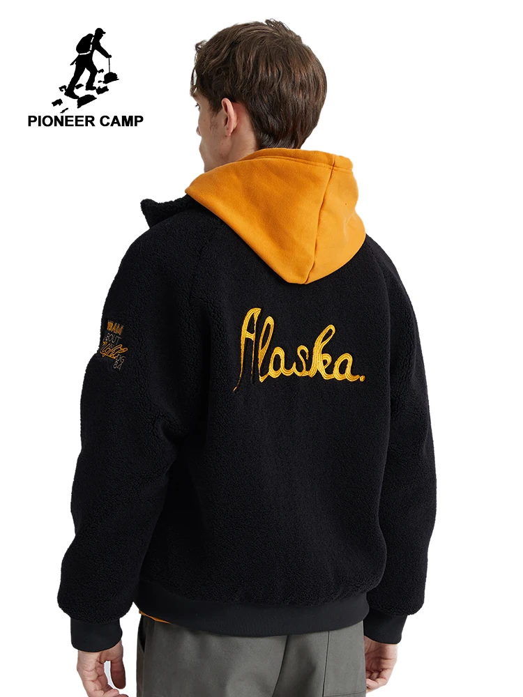 Мужская теплая флисовая куртка Pioneer Camp Повседневная Свободная черного цвета с