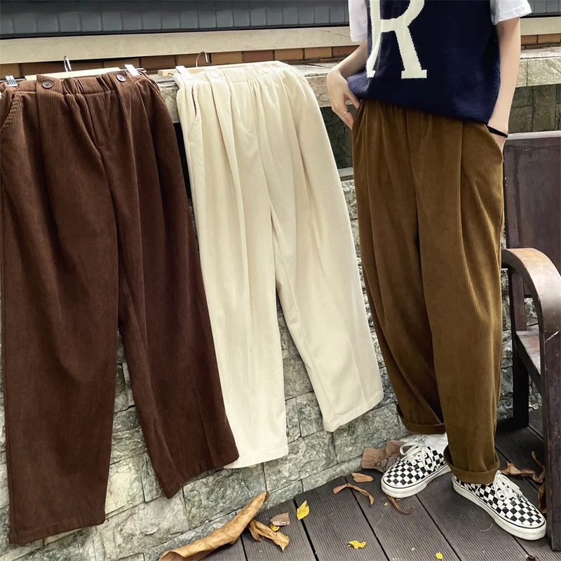 

Вельветовые мешковатые джоггеры Y2K, женские брюки, винтажные широкие брюки коричневого цвета с заниженной талией, эстетические брюки для де...