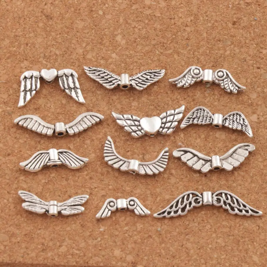 120ps Variety of Zinc Alloy Cute Wings Space Beads Jewelry  Mixed 12 styles