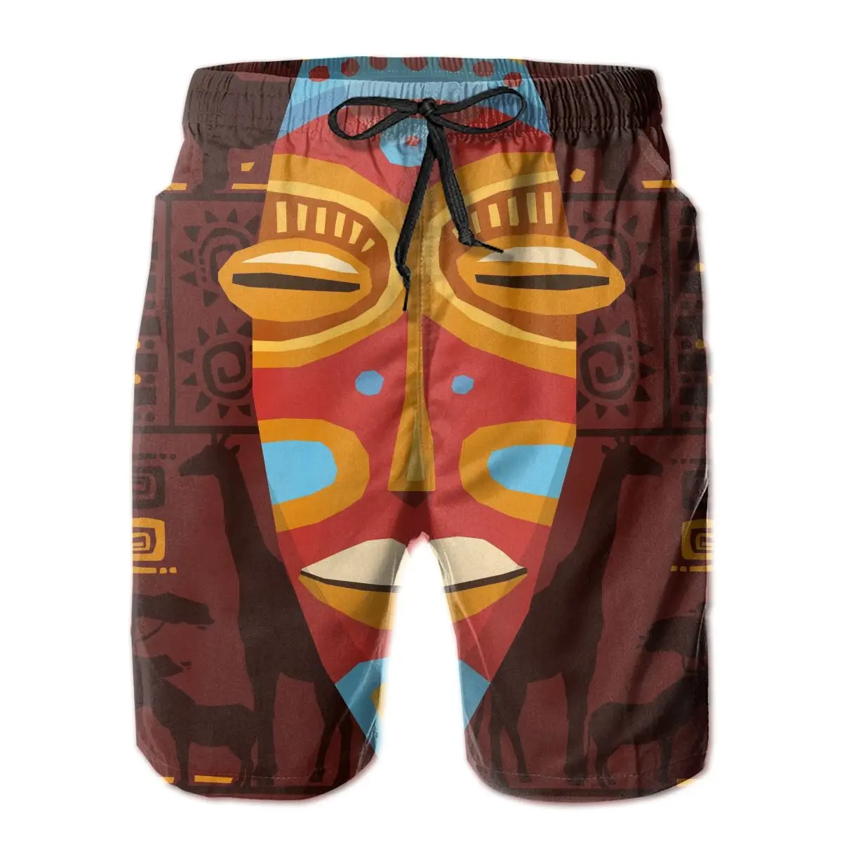 

Mens Swimming Shorts Swimwear Tribal Ethnic Mask Men Trunks Swimsuit Man Beach Wear Short Pants Bermuda Boardshorts