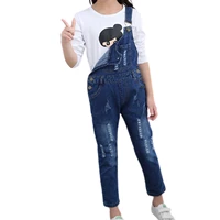 new spring autumn ripped jeans for girls kids clothing casual denim jumpsuit suspender pants children trousers girls overalls