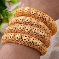 24k 4pcslot dubai ethiopian gold color coin cuff bangles for women wife wedding jewelry banglesbracelet gifts