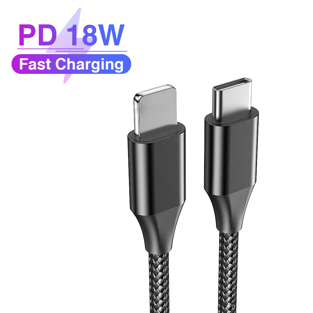 

Плетеный кабель PD для быстрой зарядки, кабель USB Type-C в Lightning для IPhone 8 X XS XR 11 Pro Max 8plus 11pro, 18 Вт