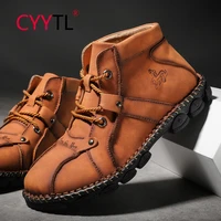 cyytl mens waterproof hiking boots ankle leather ourdoor safety walking shoes non slip sports travel casual trail military